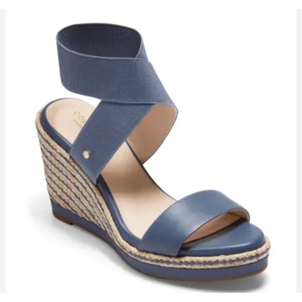 Cole Haan Blue Espadrille Wedge Sandals